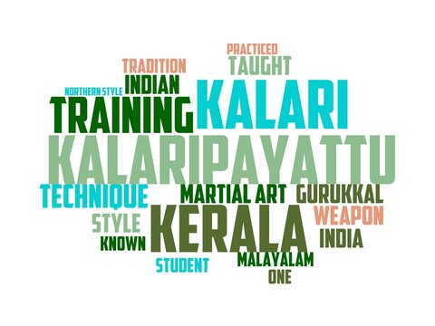 kalarippayattu wordcloud concept, wordart, kalarippayattu,kerala,india,training