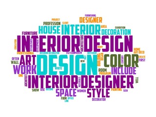 interior decorator wordcloud concept, wordart, interior,decorator,designer,design