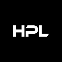 HPL letter logo design with black background in illustrator, vector logo modern alphabet font overlap style. calligraphy designs for logo, Poster, Invitation, etc.