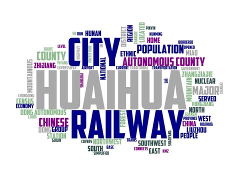 huaihua wordcloud concept, wordart, china,travel,nature,huaihua