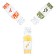 カレースパイス3種類の手書き水彩風イラスト