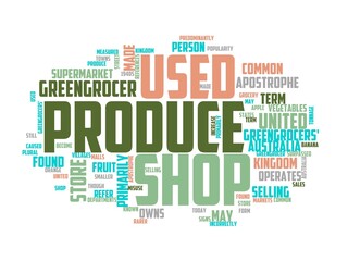 Obraz premium greengrocer wordcloud concept, wordart, greengrocer,food,grocery,market