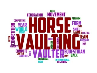 equestrian vaulting wordcloud concept, wordart, competition,vaulting,horse,sport