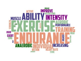 endurance wordcloud concept, wordart, sport,endurance,training,exercise