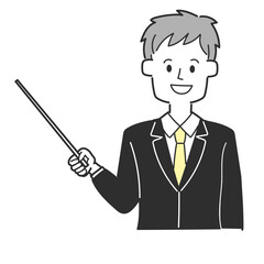 指示棒で指すビジネスマン