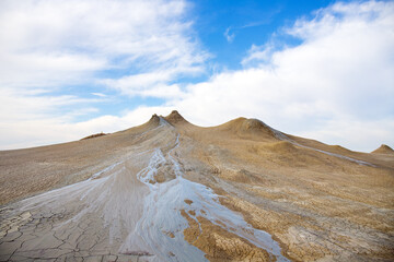 Beautiful mud volcanoes in the mountains.