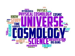 cosmology wordcloud concept, wordart, cosmology,universe,illustration,science