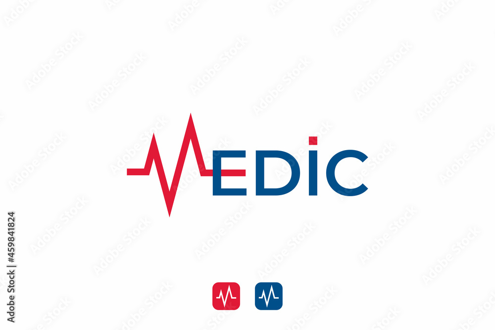 Sticker typography letter m medical logo