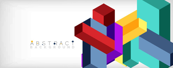 Obraz premium Abstract background. 3d cubes, cubic elements and blocks. Techno or business concept for wallpaper, banner, background, landing page