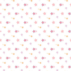 Seamless Pattern with Pastel Star Design on White Background