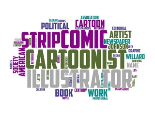 cartooning wordcloud concept, wordart, illustration,cartoon,set,background,comic