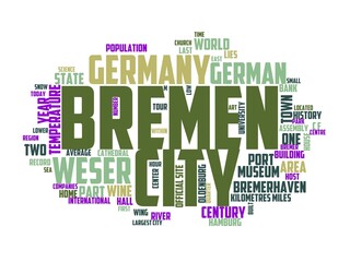 bremen wordcloud concept, wordart, germany,town,city,travel,bremen - obrazy, fototapety, plakaty