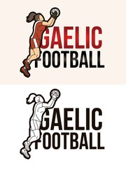 Gaelic Football Text with Sport Player Graphic Vector - obrazy, fototapety, plakaty