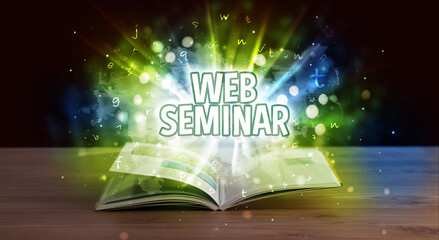 Educational inscription coming out from an open book