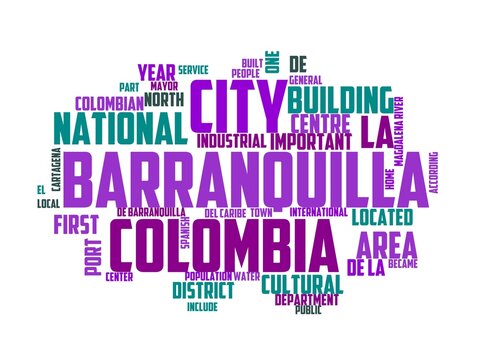 barranquilla wordcloud concept, wordart, travel,barranquilla,colombia,culture,tourism