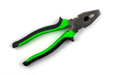 Obraz premium metal pliers with dielectric handles on a white background