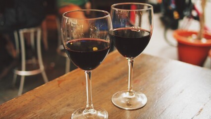 two glasses of red wine