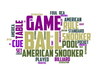 american snooker wordcloud concept, wordart, sport,snooker,game,american,competition