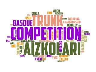 Fototapeta premium aizkolaritza wordcloud concept, wordart, aizkolaritza,wood,chopper,txapela,navarre
