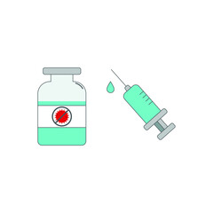 medical syringe with a vaccine flat design