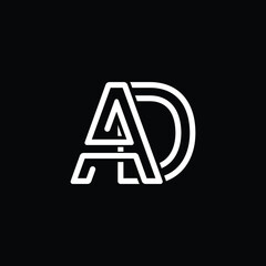 Letter AD or DA creative modern icon logo with black background