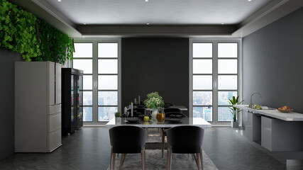 luxury restaurant 3d design interior for wall mockup