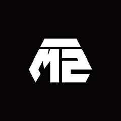 MZ Logo monogram with octagon shape style design template
