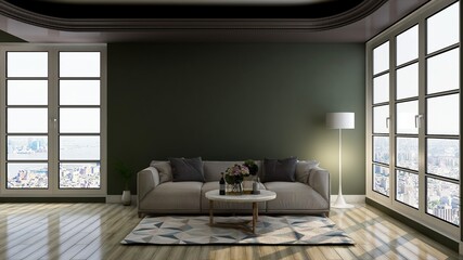 Fototapeta premium office wooden lobby waiting room for company wall logo mockup