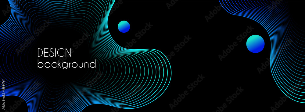 Wall mural abstract dark long vector banner. wavy minimal trendy background for presentations, web header desig