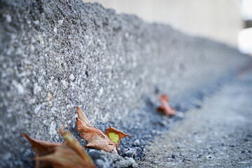 Cross section of asphalt road up close with long view in the distance