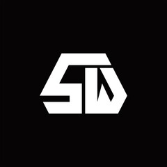 SW Logo monogram with octagon shape style design template