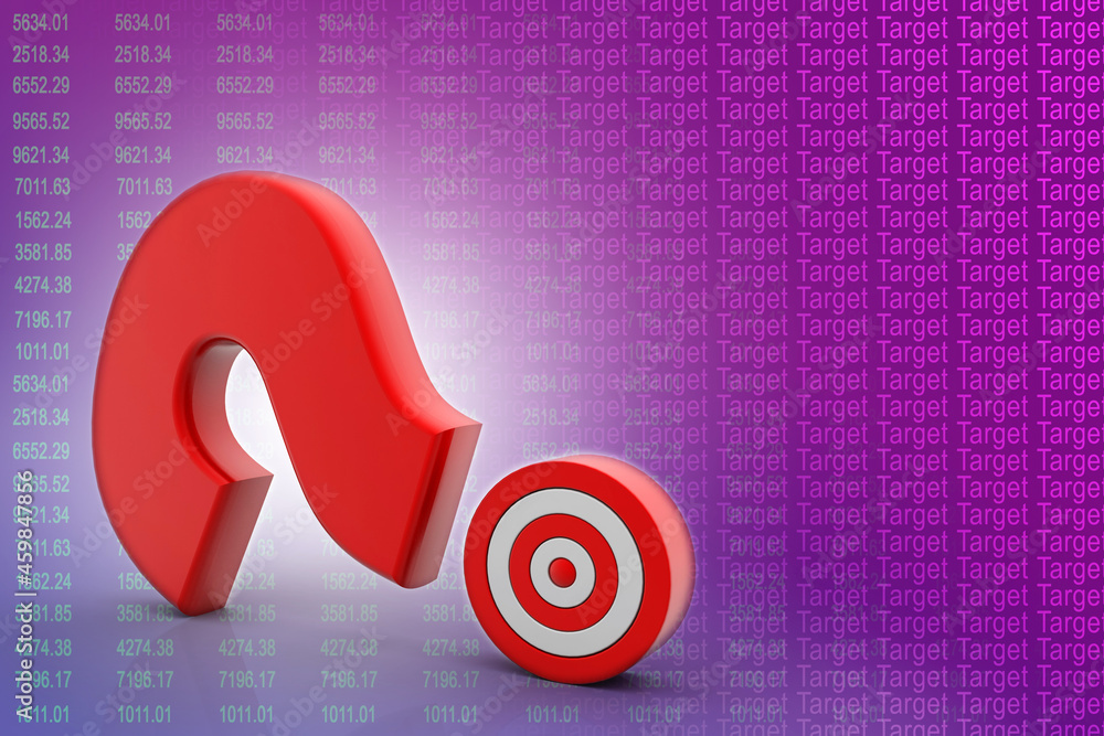 Poster 3d rendering question mark with target