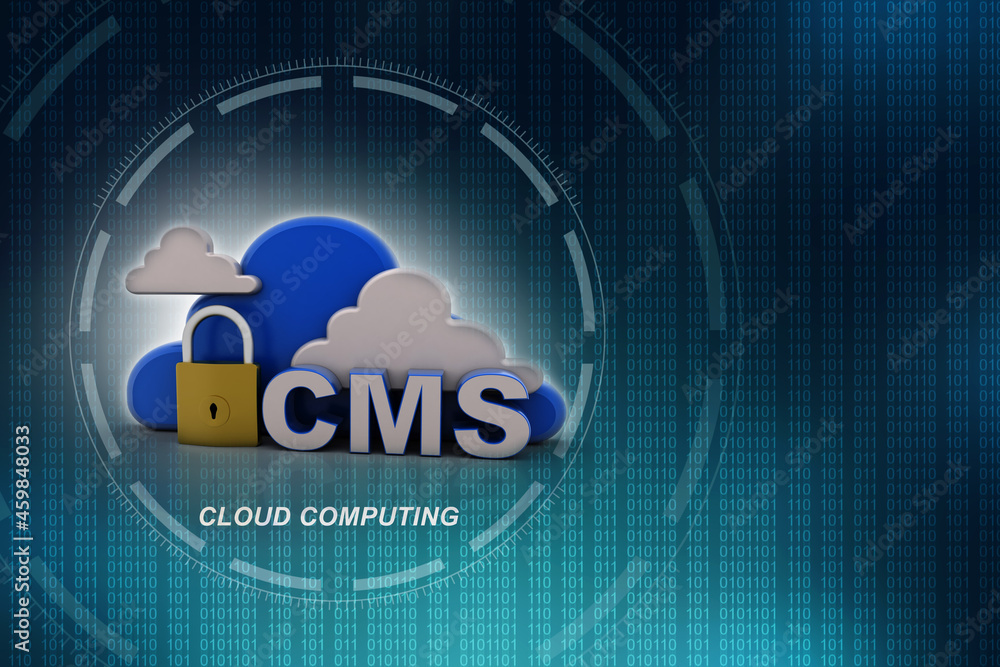 Poster 3d rendering cms cloud lock