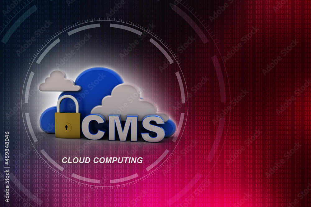 Poster 3d rendering cms cloud lock