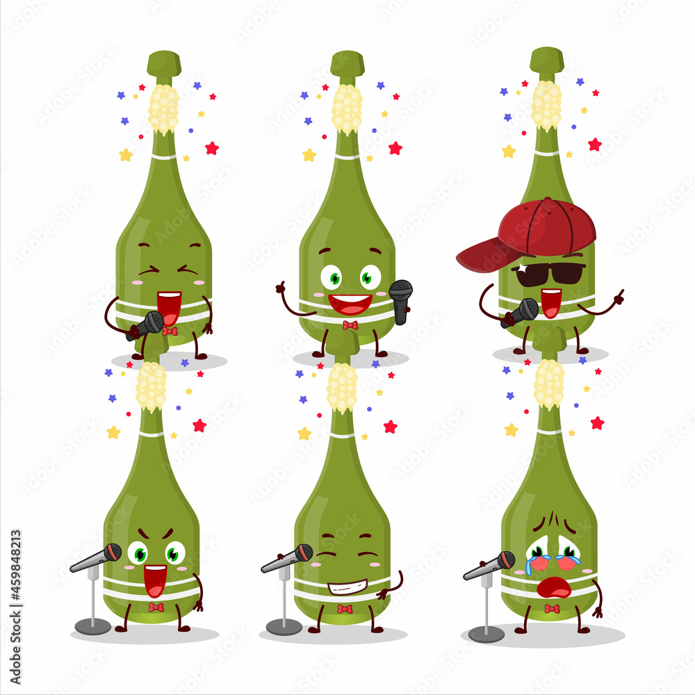 Wall mural A Cute Cartoon design concept of champagne bottle open singing a famous song