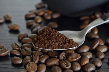 coffee beans and spoon