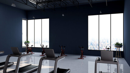 Fototapeta premium a blank wall in modern gym interior for gym wall logo mockup