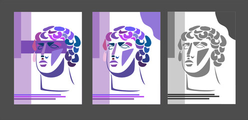 abstraction, abstract, pop art, david, sculpture, head, ancient greece, myth, god, art, Apollo, banner, minimalism, poster, Scandinavian, interior, picture, wall, decor, king, israel, wall decoration,