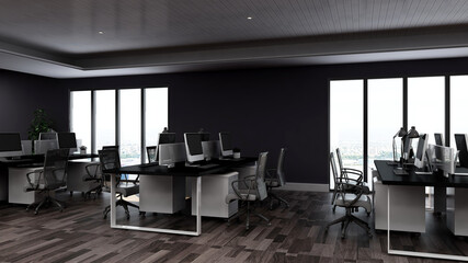 office area with blank wall 3d design interior