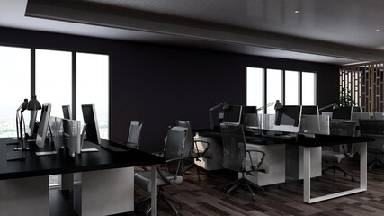 office area with blank wall 3d design interior