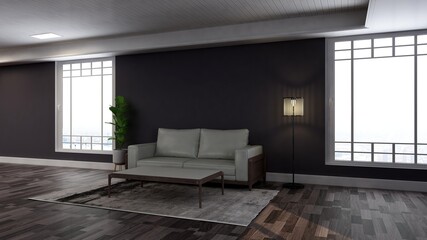 modern office lobby waiting room for company logo mockup