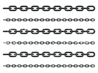 Foto op Plexiglas Grunge Seamless chain link pattern shape. Metal, steel, iron chains silhouette border texture. Industrial symbol sign. Vector illustration image. Isolated on white background. © ville