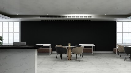 luxury restaurant, cafe, or bar 3d design interior for wall mockup