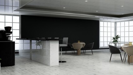 Fototapeta na wymiar luxury restaurant, cafe, or bar 3d design interior for wall mockup