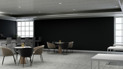 luxury restaurant, cafe, or bar 3d design interior for wall mockup