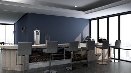 cafe bar 3d design interior for coffee shop logo mockup