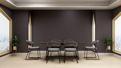Fototapeta premium modern office meeting room for company wall logo mockup