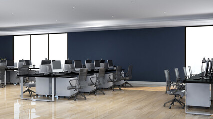 office area with blank wall 3d design interior