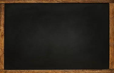Tuinposter Empty black chalkboard with wooden frame.  Background for school or restaurant design © kelifamily