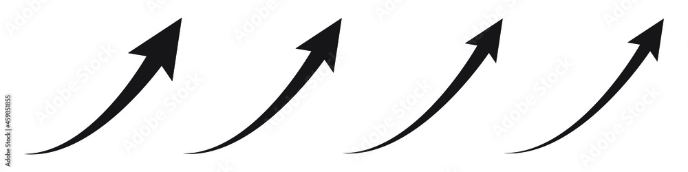 Poster arrows up. curved arrow icon. arrow pointer icon. set of arrows. black arrow icons. vector illustrat